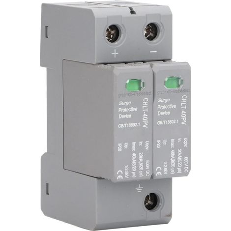 JSSEVN-2-poliges Photovoltaik-Überspannungsschutzgerät, DC 600V Überspannungsableiter, 36mm Schienenmontage