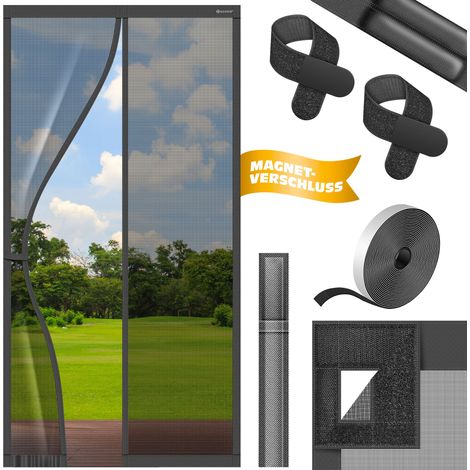 KESSER® Mosquitera magnética para puerta, sin taladro - Antracita, 80 x 200 cm (1/5)