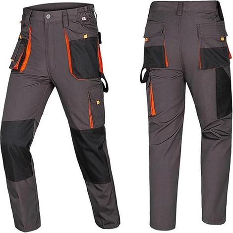 Schnittfeste Schutzhose, zweifarbige Zero-Metal-Arbeitshose mit mehreren Taschen, verschleißfeste Herrenhose mit mehreren atmungsaktiven Taschen zum Wandern, Klettern, Camping-2XL (1/5)