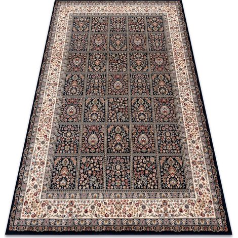 Tappeto in lana NAIN Fiori, cornice 1181/51011 blu scuro / beige blue 200x300 cm