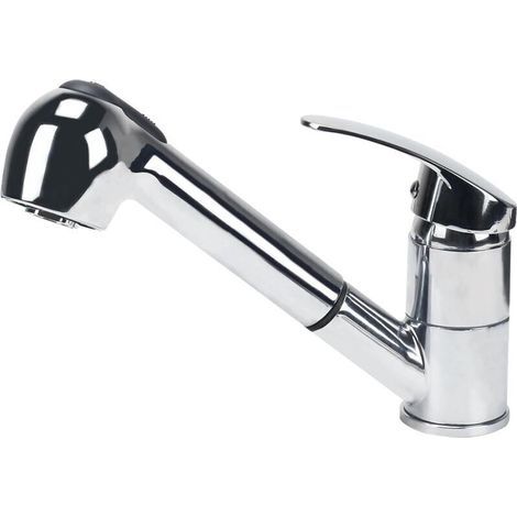 Rubinetto da cucina miscelatore con doccetta estraibile girevole a 360° in ottone cromato per acqua calda e fredda (1/3)