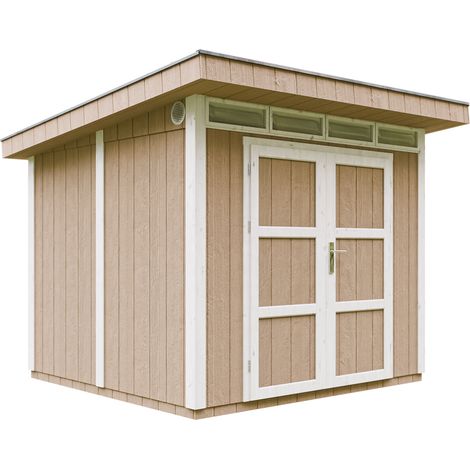 Gartenhaus Premium Qualität 5,9m² - L279xW293cm- All-Inclusive-Set mit Boden, Bitumen-Dachziegeln, Farbset- LP Smartside - Timbela M903A TERRA BROWN (1/5)