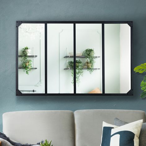 Espejo de cristal de diseño industrial de 4 franjas 110x70 cm