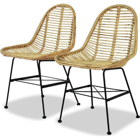 Lot de 2 Chaises à manger,Chaises de salle à manger rotin naturel HH60430 (1/5)