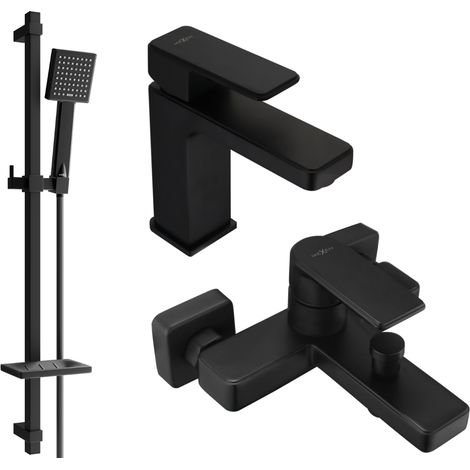 Mexen Mino DQ45 Badewannenset, Schwarz - 72403DQ45-70
