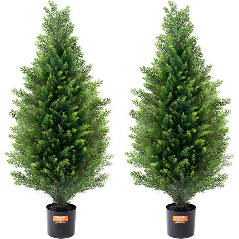 Arbre Topiaire Artificiel Cèdre, Lot de 2, 91,4 cm, avec Feuilles Supplémentaires et Pot, Feuilles Persistantes, Résistante aux UV, Ensemble Plante Artificielle pour Déco Intérieur Extérieur (1/5)