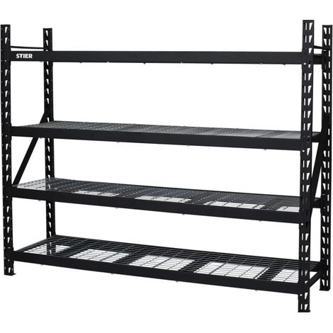 Rayonnage à tablettes en caillebotis STIER, charge par casier 400 kg, lxLxH 1950x610x1830 mm (1/5)