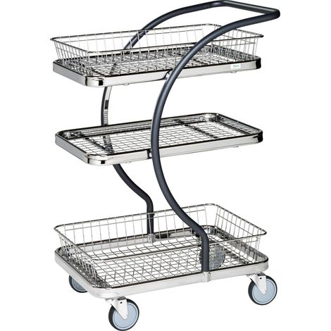 Kongamek C-Line Einkaufswagen in grau 595x360mm mit 3 Etagen, 2 Körben und Bremse (1/3)