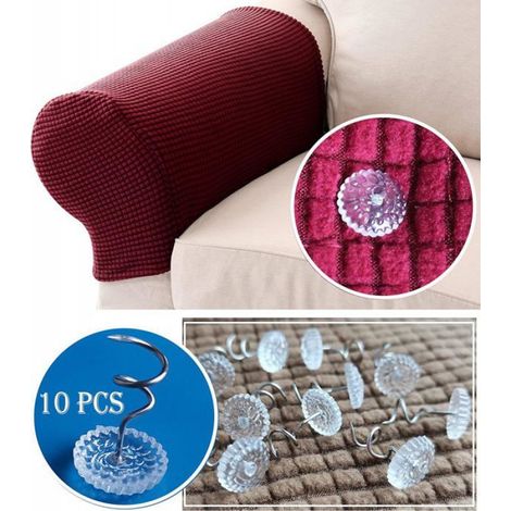 Lot de 4 housses pour accoudoir de fauteuil - Élasthanne - Antidérapantes - En polyester - Pour protéger les meubles - Rouge vin (1/5)