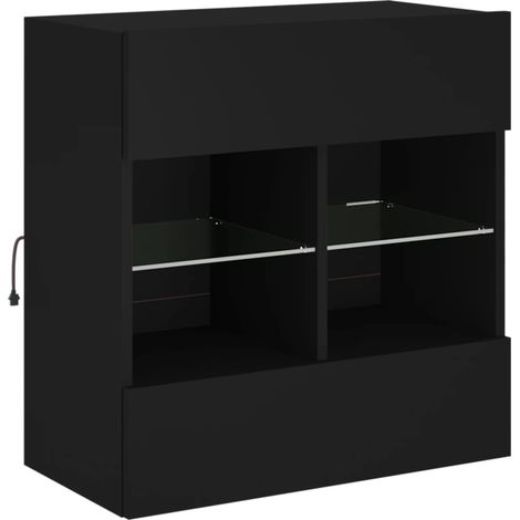 Mobile TV multimediale scaffale per televisione televisione buffet sala da pranzo soggiorno camera da letto a parete con luci a LED 58,5 x 30 x 60,5 cm nero 020027897