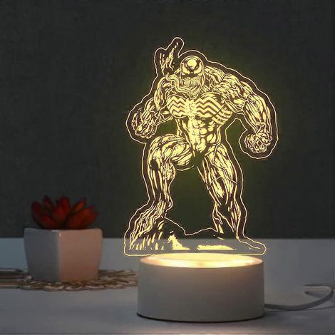 Veilleuse 3D Venom pour enfants, lampe LED à illusion d'optique avec commande tactile et télécommande 16 couleurs, lampe de table USB tendance, lampe de sommeil pour bébés garçons et filles, anniversa