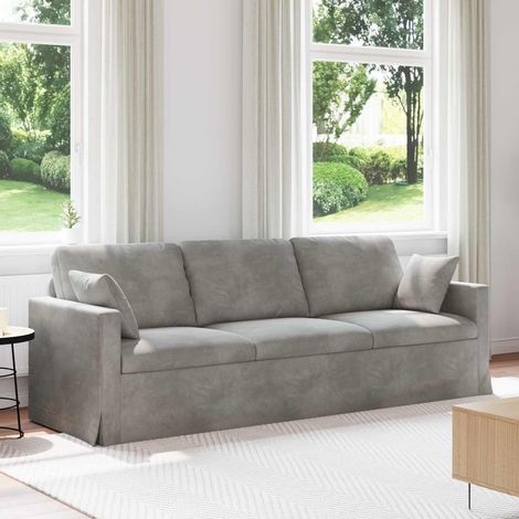 Sofa Hellgrau 228 x 78 x 80 cm Samt