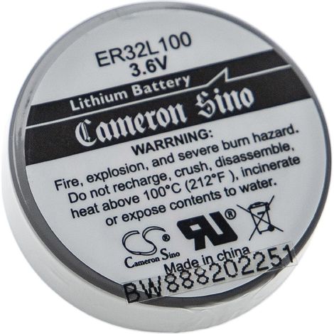 vhbw ER32L100 Special Battery - Primary Battery with Solder Pins (2000mAh, 3.6V, Li-SOCl2)