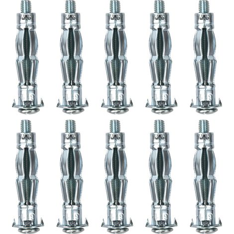 Lot de 10 Chevilles Métalliques M6x 52 mm Chevilles Métalliques à Expansion avec Vis Cheville Métal pour Acrobat pour la Fixation de Plaque de Plâtre (1/5)