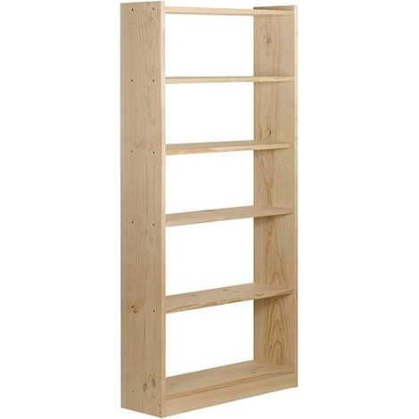 Bibliothèque en pin massif brut 80x25x184,7 cm – 6 étagères réglables – Supporte jusqu'à 100 kg par étagère – Design moderne et rustique – Astigarraga