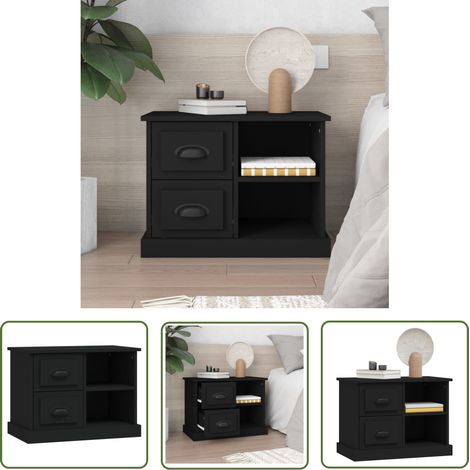 The Living Store Nachttisch Schwarz 60x35,5x45 cm - Nachttisch - Wohnzimmer - Beistelltisch - Schwarz - Holzwerkstoff (1/5)