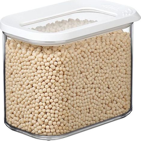 Rechteckiger Küchenaufbewahrungsbehälter – Transparente Aufbewahrungsbox mit Deckel – Küchenaufbewahrung und -organisation – Luftdichter und stapelbarer Lebensmittelbehälter – 1000 ml – Weiß (1/4)