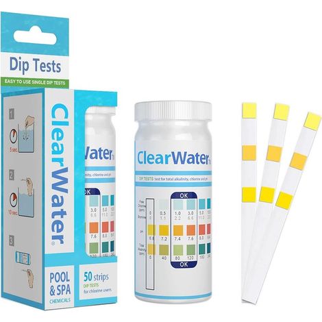 Bandelettes de test 3 en 1 pour piscine - Testeur d'eau pour piscine - Testeur de chlore libre et 100 bandelettes de test pour piscine (1/5)