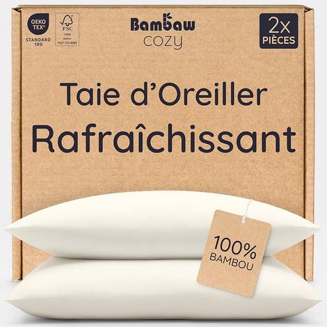 Bamboo Pillowcases, 65 x 65 cm, Bamboo Sheet, Bedding, Sheet (Ivory) (1/5)