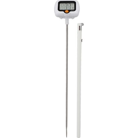 Thermomètre à bonbons numérique avec pince pour casserole, thermomètre à huile en acier inoxydable avec sonde rotative à 180° pour grillades, fritures, barbecues et cuisson des aliments (blanc). (1/5)
