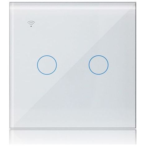 Interrupteur Tactile Connecté 2 Gang 1 Voies Compatible avec Alexa, Interrupteur Lumineux Mural Tuya Smart Life App Intelligent Contrôle (1/5)