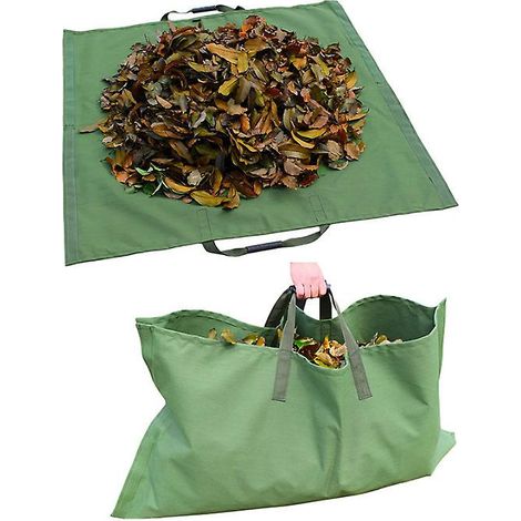 Sac à déchets de jardin écologique, durable et réutilisable, 2 en 1, pliable, imperméable, en Oxford avec fermeture éclair - 145 x 142 cm (1/5)