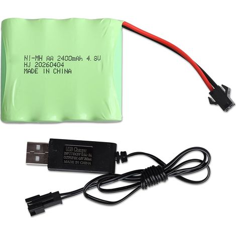 4,8V 2400mAh RC Batteries Rechargeables AA NiMH avec Prise SM-2P et Câble de Charge USB pour Voiture RC Camion Jumper Excavatrice RC SY-E511 Jouet Électrique Outils Électriques (1/5)
