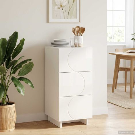 Credenza Bianco Lucido 33,5 x 34,5 x 75 cm Legno ingegnerizzato vidaXL (1/5)