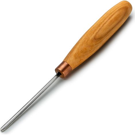 1 - Ciseau à bois - Gouge en V - Outil de sculpture manuel - Lame acier carbone pour lignes fines - Manche frêne ergonomique - Usage paume - Naturel - 12 cm