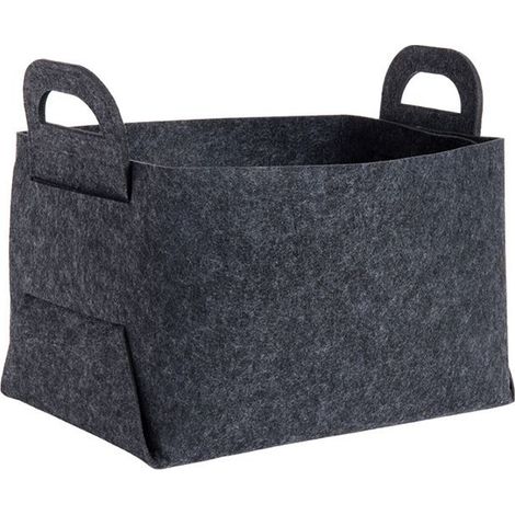 Petit panier de rangement chien jouet panier en tissu feutre boîte de rangement avec poignée panier - cadeau vide pliant panier de rangement, noir (1/5)