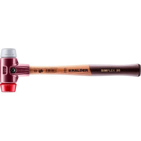 HALDER SIMPLEX Schonhammer Ø 30 mm TPE-mid grau / Plastik rot mit Tempergussgehäuse (1/5)