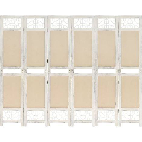 FIMEI Cloison de séparation 6 panneaux Crème 210x165 cm Tissu (1/5)