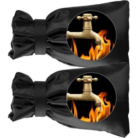 Set mit 2 frostsicheren Wasserhahn-Überzügen – Wasserdichte Außenwasserhahn-Überzüge, Schwarze Gartenwasserhahn-Socken (1/5)