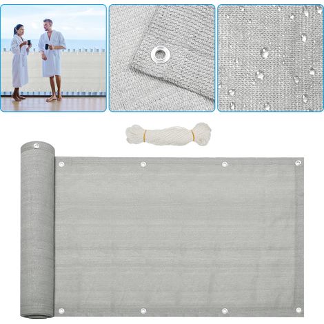 SWANEW Schermatura privacy per balcone 600x75 cm Copertura privacy HDPE grigia 180GR/M2 (1/5)