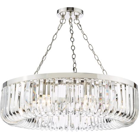 Dar Sigourney Suspension Sigourney à 8 lumières, nickel poli et cristal (1/5)