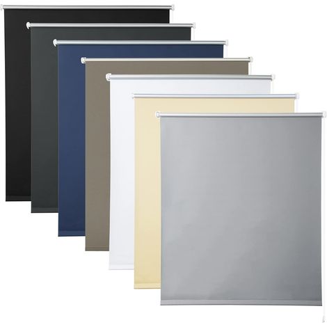 WOLTU Estor Enrollable Translúcido Liso Estor Opaco para Ventana Persiana Térmica Opaca Protección UV y Sol sin Perforación 110x210 cm Gris