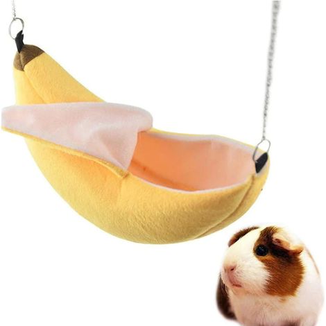 Maison Suspendue Pour Hamster - Nid En Coton Velours - Design Banane - 20 x 6,5 cm - Pour Petit Rongeur (1/5)