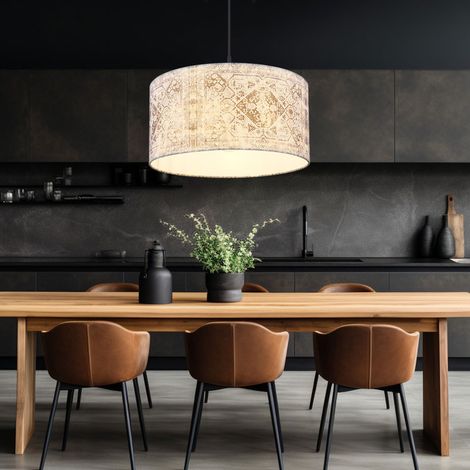 Lampada a sospensione lampada a sospensione lampada a ombrello lampada da sala da pranzo lampada a sospensione, paralume in tessuto fantasia blu grigio nero, attacco E27 regolabile in altezza, DxH 40x (1/5)