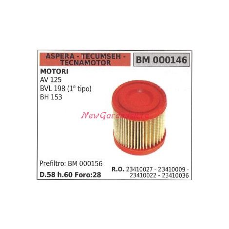 Filtro aria ASPERA motore rasaerba tosaerba tagliaerba AV 125 BVL 198 000146