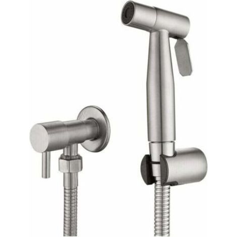 Complete Toilet Bidet Kit - Toilet Bidet Kit with 3-Way Valve (1/2"-3/8") Standard French Sizes (Silver) (1/5)