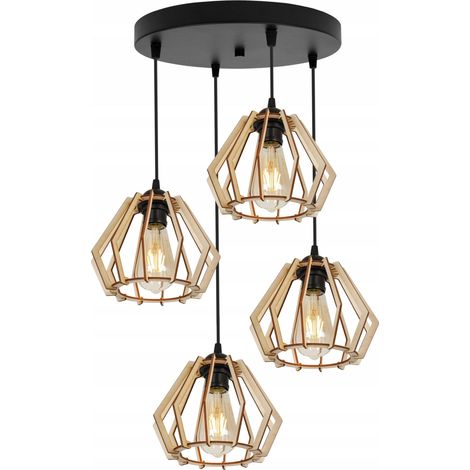 LÁMPARA DE TECHO COLGANTE LED MODERNA DE MADERA