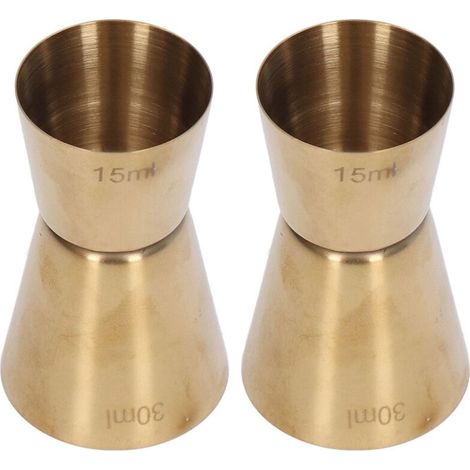 2Verre à vin doseur individuel à double extrémité-acier inoxydable doré-Idéal pour les fêtes au restaurant (1/5)
