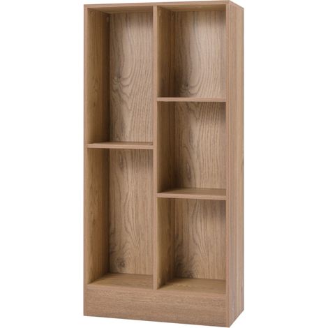 Libreria contenitore 50 x 24 x 104 cm con 5 vani a giorno finitura moderna in legno naturale 200010726