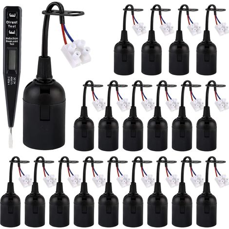 Lot de 20 Douilles de Lampe E27, Douille de Lampe de Rénovation E27 avec Câble 250V 4A avec Testeur de Tension VDE, Douille de Chantier (1/5)