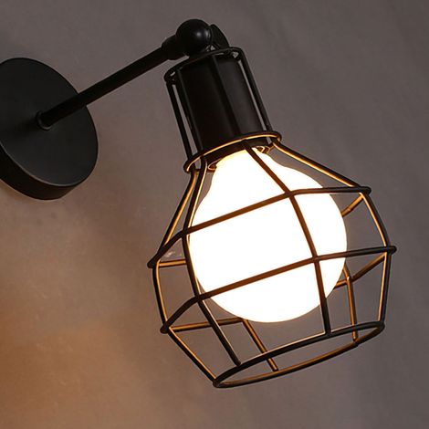Cadre de lampe murale vintage en métal, style industriel, pour couloir ou allée. Ampoule non incluse. Type B. (1/4)