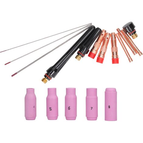 Kit 17 pièces accessoires torche TIG, buses céramique, électrode porte-étau, équipement pour pistolet WP17 18 26 (1/5)