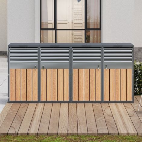 Mülltonnenbox, mit Klappdeckel, Lüftungsöffnung mit Lamellen, trash storage compartments,Abschließbar, Vier Türen,