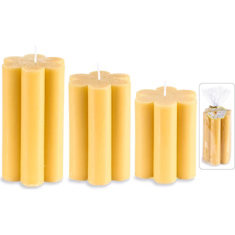 Candele a fiore in cera d'ape in confezioni singole e, Grande: Ø 7 cm x 12 H