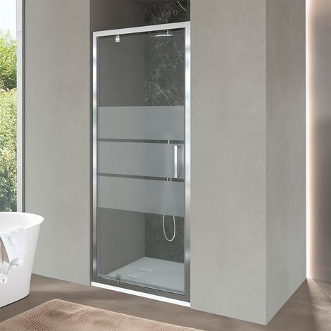 Porta doccia nicchia 70 cm a battente con vetro in cristallo serigrafato Ted (1/5)