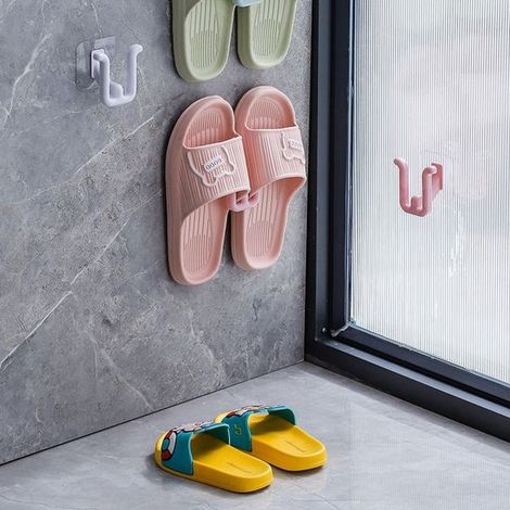 Hausschuhehaken für Badezimmer, Dusche, Hausschuhe, selbstklebendes Aufbewahrungsregal, platzsparend, selbstklebender Halter 5 Stück (weiß) (1/2)